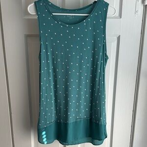 LOFT Teal and White Polka Dot Tank Top, size m